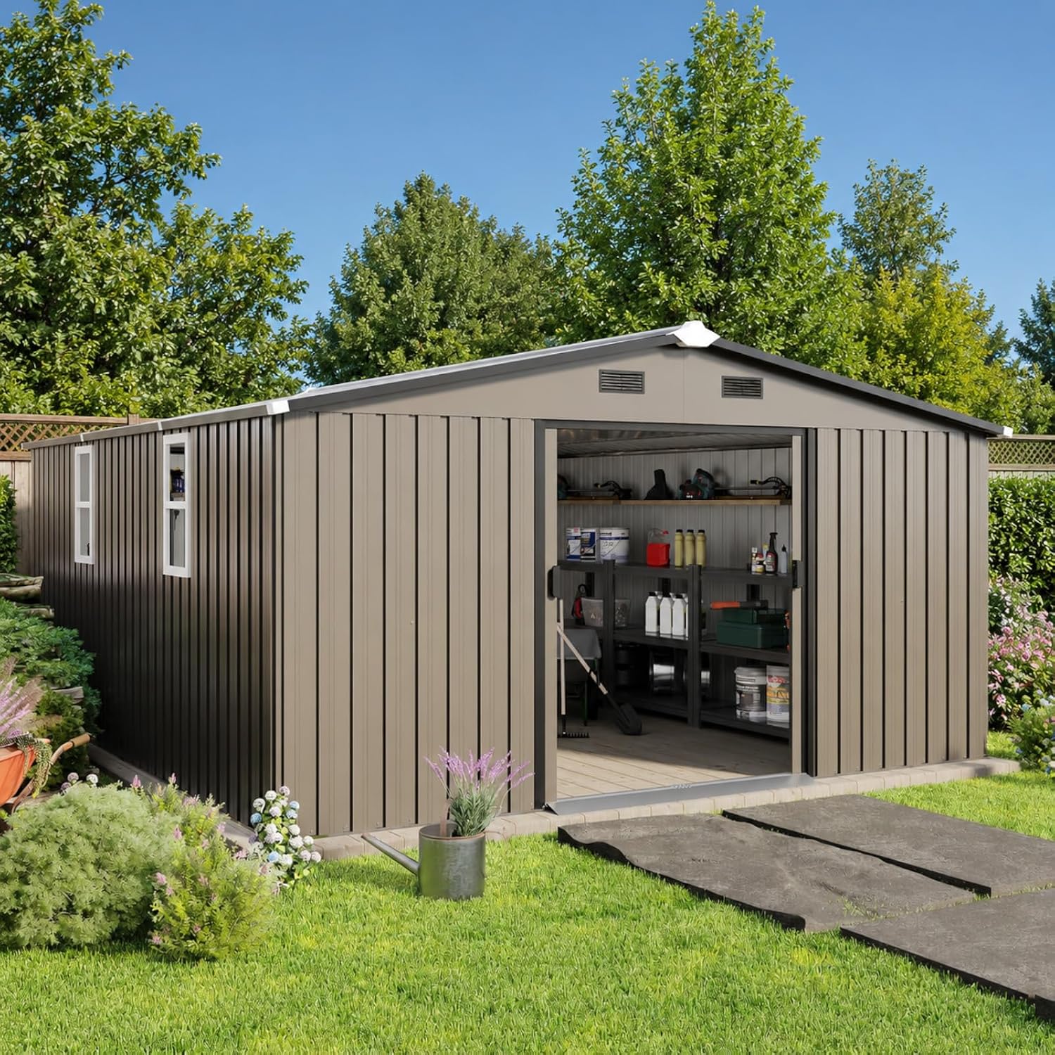 Gardening Tools In - Metalen opslagberging 10x12FT voor buiten, achtertuin,