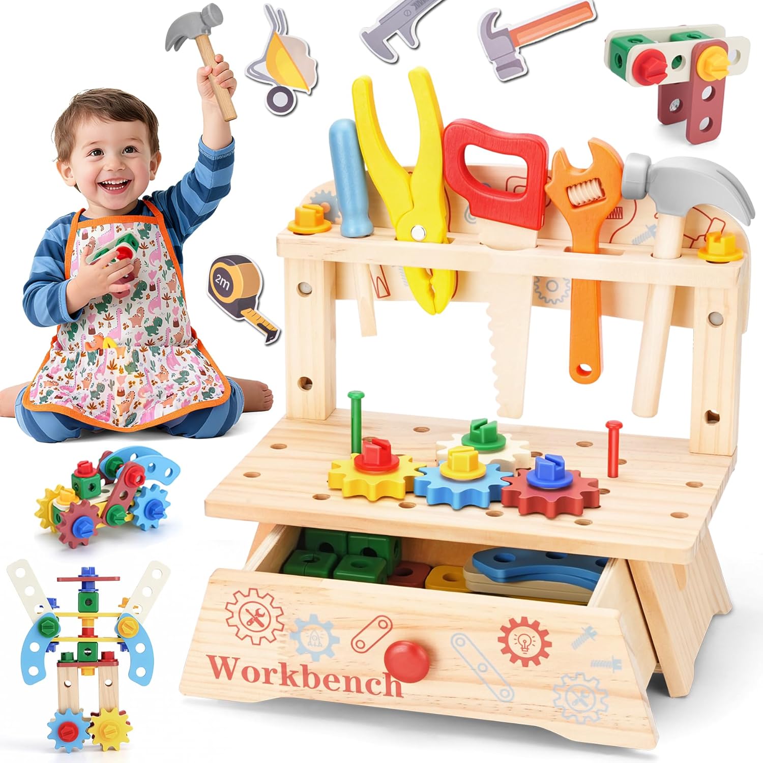 Gardening Tools For Toddlers - Houten gereedschapsbank voor kinderen, Montessori educatief
