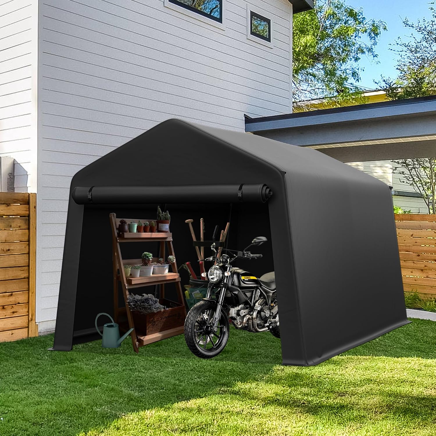 Gardening Tools In - Draagbare buitenberging 8x14FT waterdichte tuinberging voor